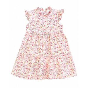 Little English Girls Dress Size 7 Pink Floral Tiered Cottagecore Ruffle